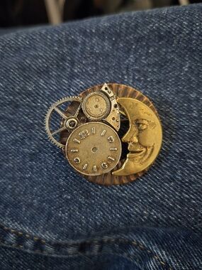 Steampunk Moon Gear Brooch By Cara Stimmel